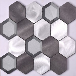 Aluminium Metaalmix Glas Hexagon Mozaïektegel voor Keukenmuur Backsplash