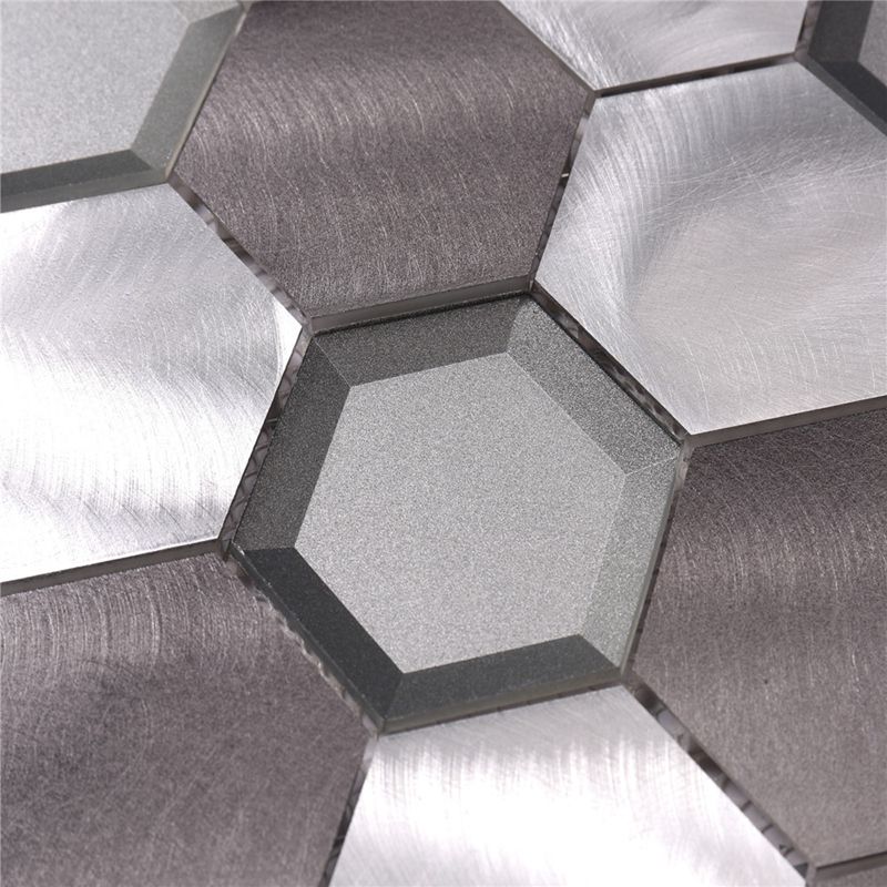 Aluminium Metaalmix Glas Hexagon Mozaïektegel voor Keukenmuur Backsplash