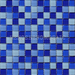 HXB104 antislip vierkante glasmozaïektegels voor goedkoop zwembadmozaïektegels blauw