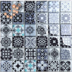 Groothandel Vierkant Blauw Marokkaans Kristalglas Mozaïek Tegel kristal porseleinen tegel Voor Hotel Club Decoratie Muren