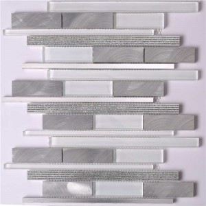 Mozaïektegels van Super White Glass \u0026 Alu Bathroom Wall