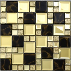 Bouwmateriaal Wanddecor Glanzend goud afgeschuinde spiegel Mozaïek glazen tegel