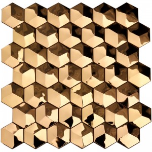 Luxe 3D gouden zeshoekige metalen wandtegels Art Decor