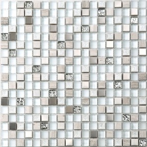 Super White Glass Mixed Stone Subway Mozaïektegels voor badkamermuur