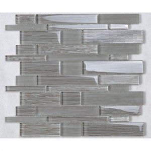 Kristalglas Willekeurig Mixed Strip Mozaïek Back Splash Tile Gray