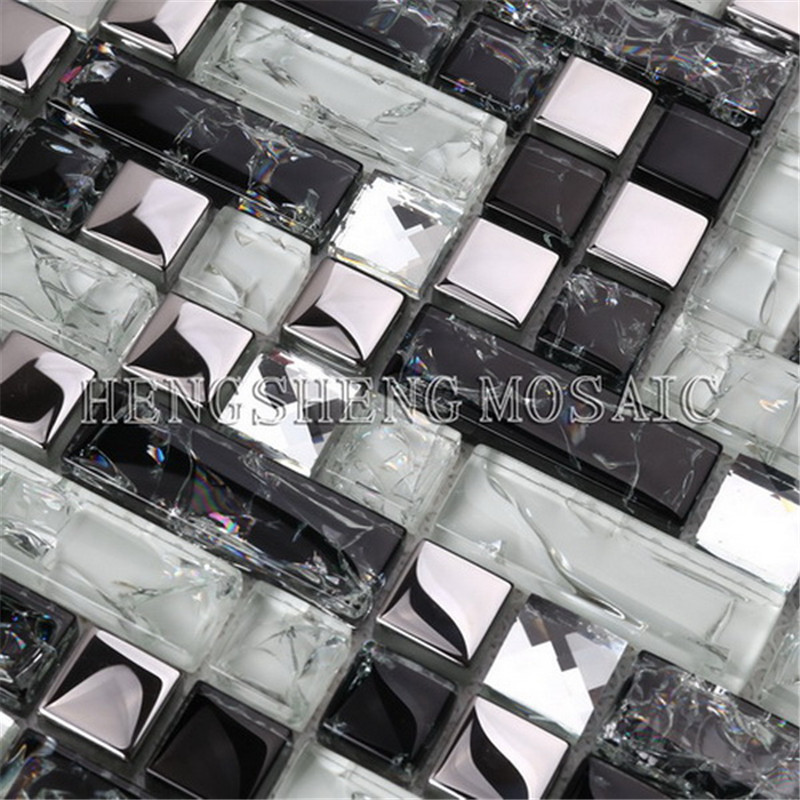 HY07 Fabrieksprijs Fashion design 1 * 1 brak spiegel kristalglas Mozaïektegel voor wanddecoratie