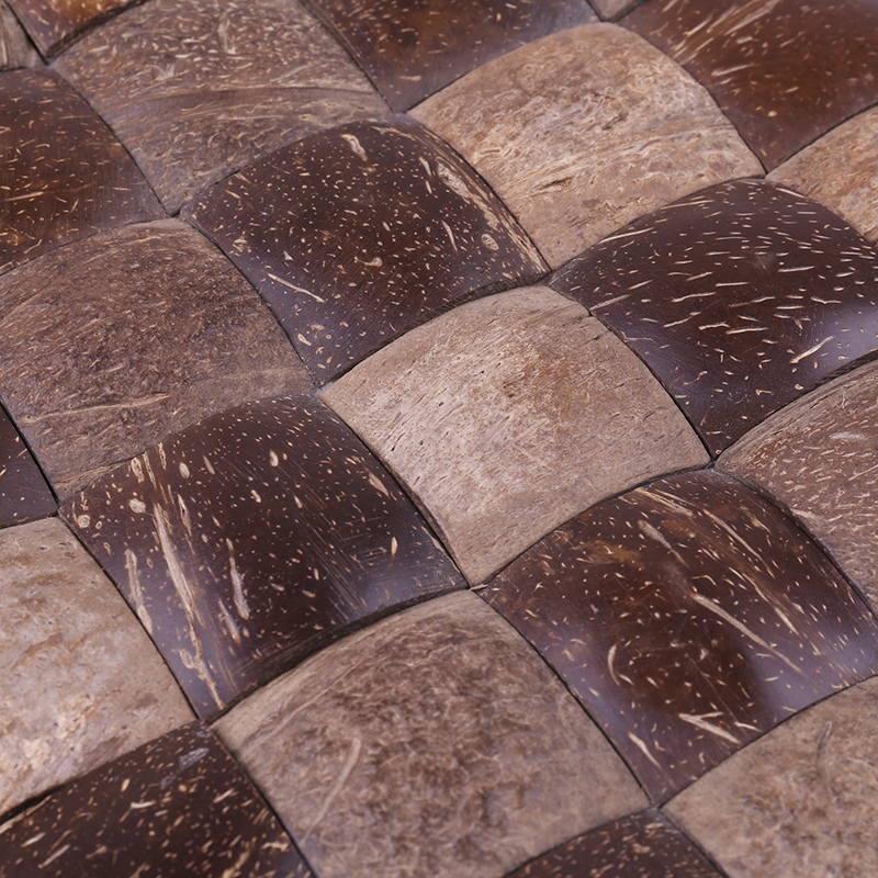 Antieke natuurlijke gepolijste vierkante Coconut Shell mozaïek decoratieve wandtegel
